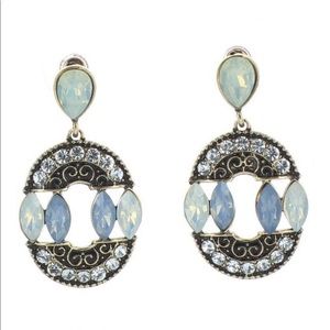 Pretty colorful and bronze antique frame earrings